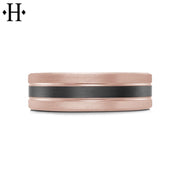 Black Carbon Fiber & Solid Gold Ring 7mm