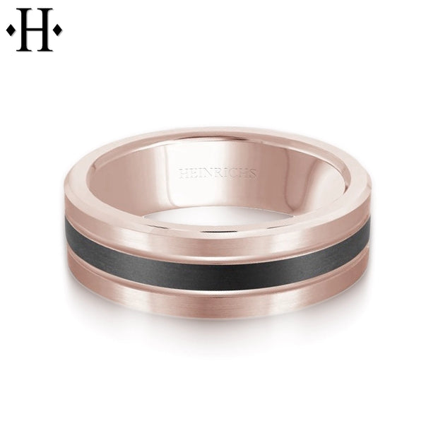 Black Carbon Fiber & Solid Gold Ring 7mm