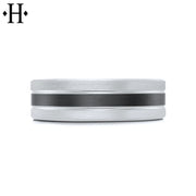 Black Carbon Fiber & Solid Gold Ring 7mm