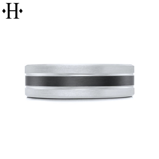 Black Carbon Fiber & Solid Gold Ring 7mm