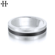 Black Carbon Fiber & Solid Gold Ring 7mm