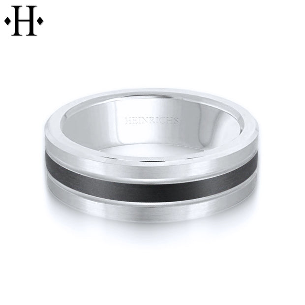 Black Carbon Fiber & Solid Gold Ring 7mm