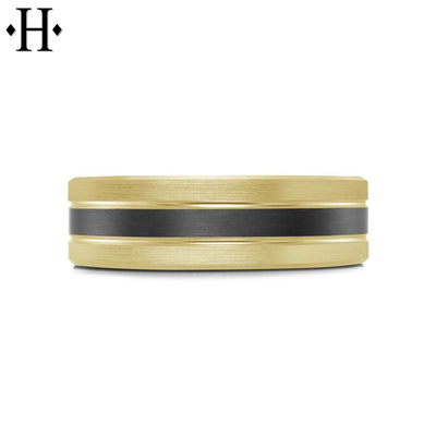 Black Carbon Fiber & Solid Gold Ring 7mm