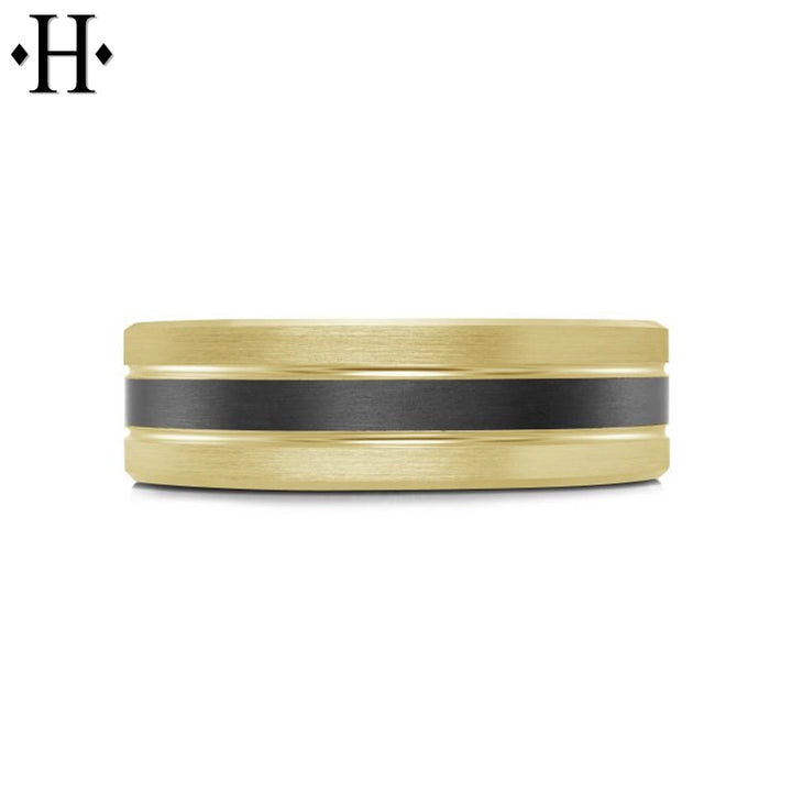 Black Carbon Fiber & Solid Gold Ring 7mm