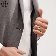 Black Carbon Fiber & Solid Gold Ring 7mm