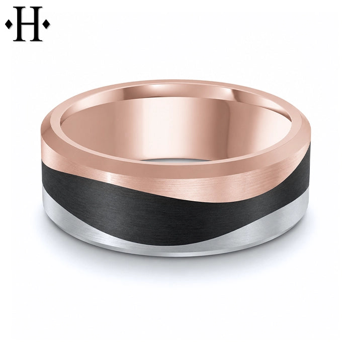 Black Carbon Fiber & Solid Gold Ring 8mm