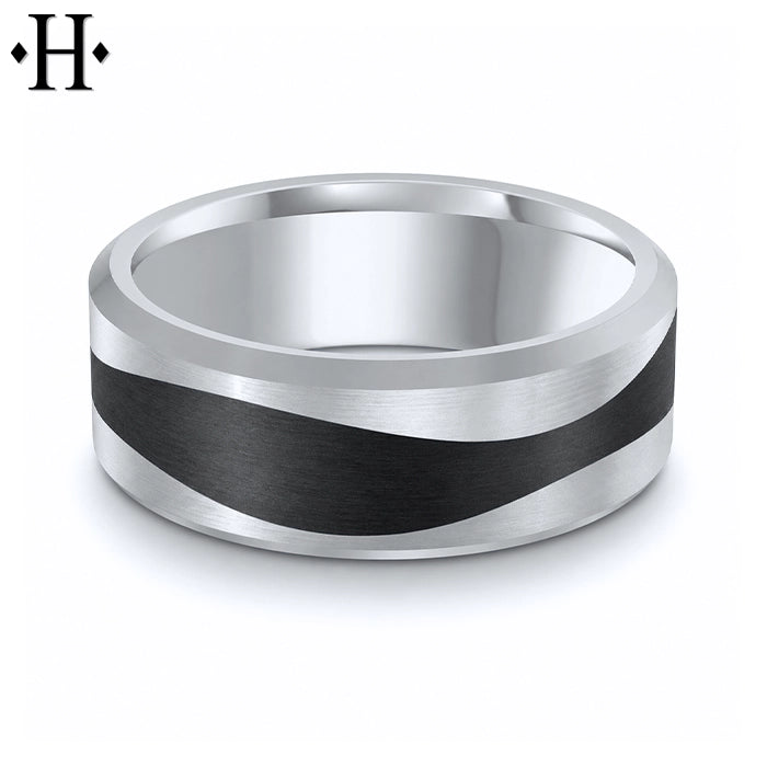 Black Carbon Fiber & Solid Gold Ring 8mm