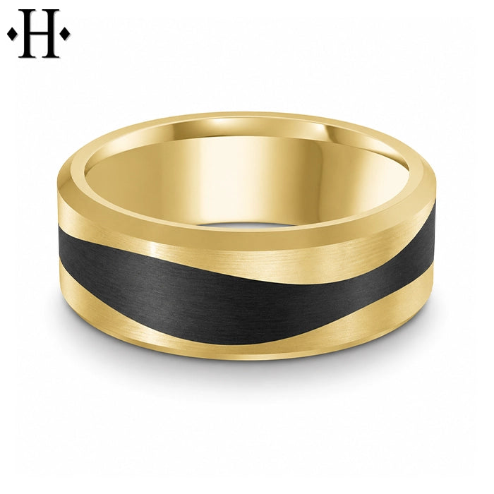Black Carbon Fiber & Solid Gold Ring 8mm