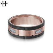 0.24cts Diamond Black Carbon Fiber & Solid Gold Ring 8mm