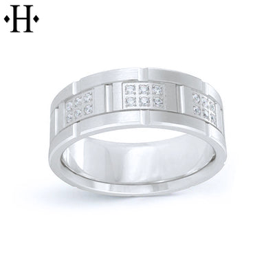 Lab Grown Diamond Carved Ring 8mm