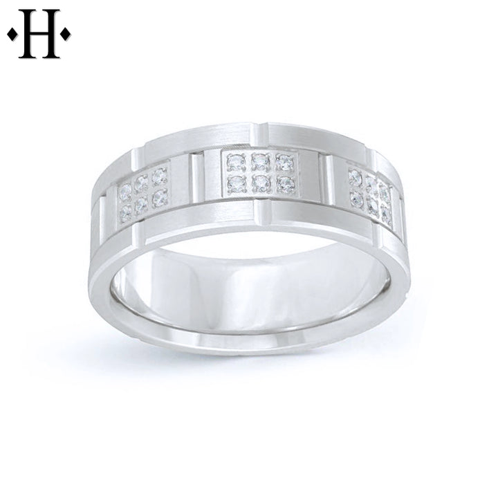 Lab Grown Diamond Carved Ring 8mm