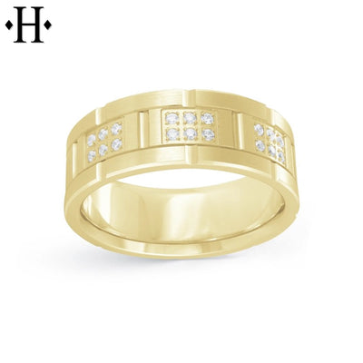 Natural Diamond Carved Ring 8mm
