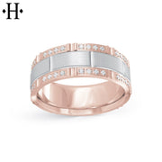Natural Diamond Carved Ring 8mm