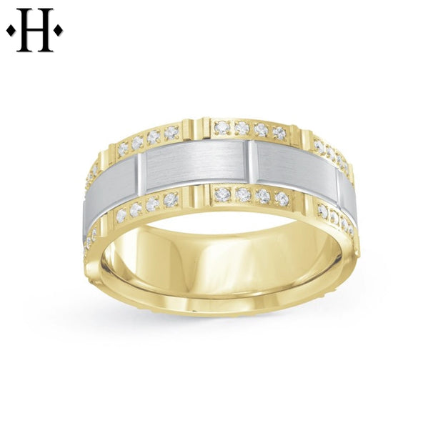 Natural Diamond Carved Ring 8mm