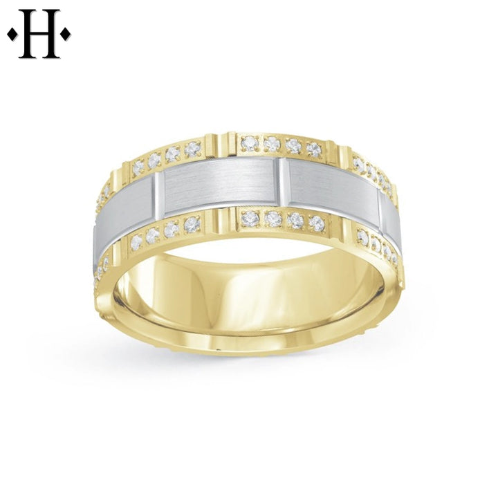 Natural Diamond Carved Ring 8mm