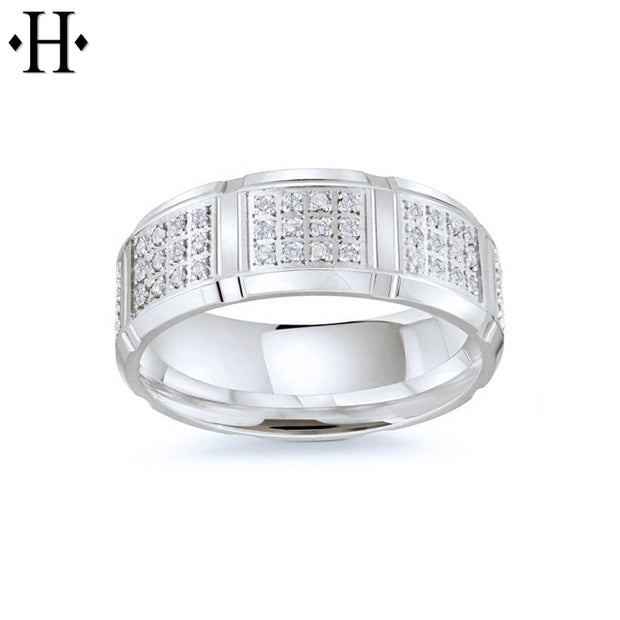 Lab Grown Diamond Eternity Carved Ring 8mm