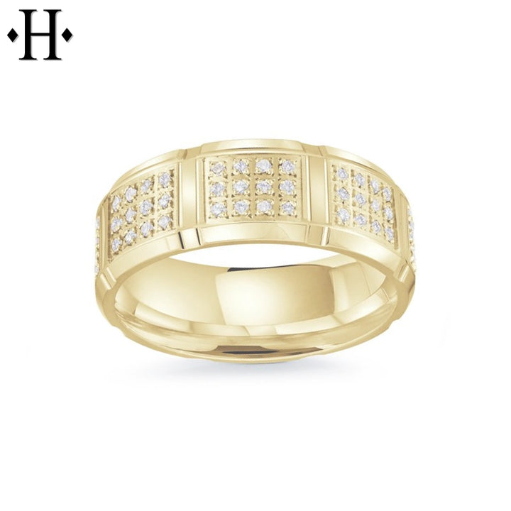 Lab Grown Diamond Eternity Carved Ring 8mm