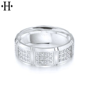 Natural Diamond Eternity Carved Ring 8mm