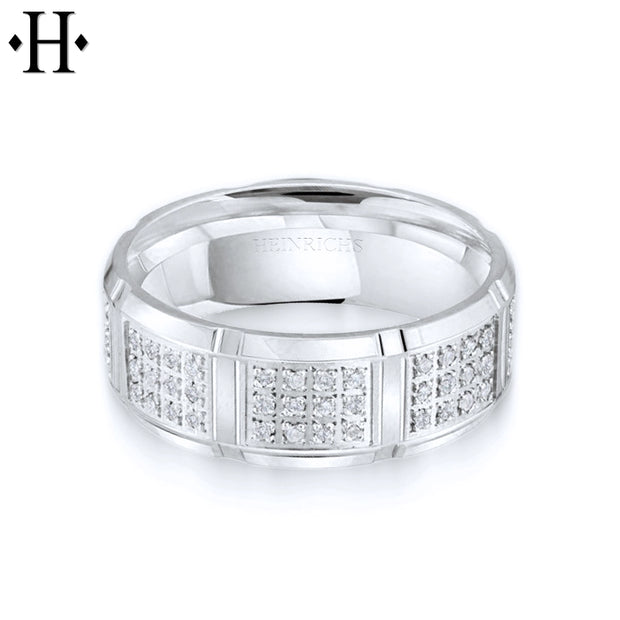 Natural Diamond Eternity Carved Ring 8mm