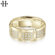 Natural Diamond Eternity Carved Ring 8mm