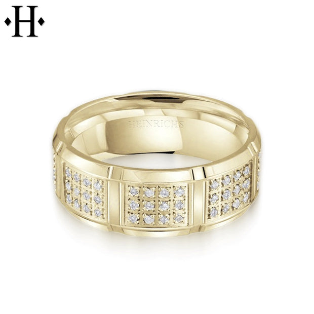 Natural Diamond Eternity Carved Ring 8mm