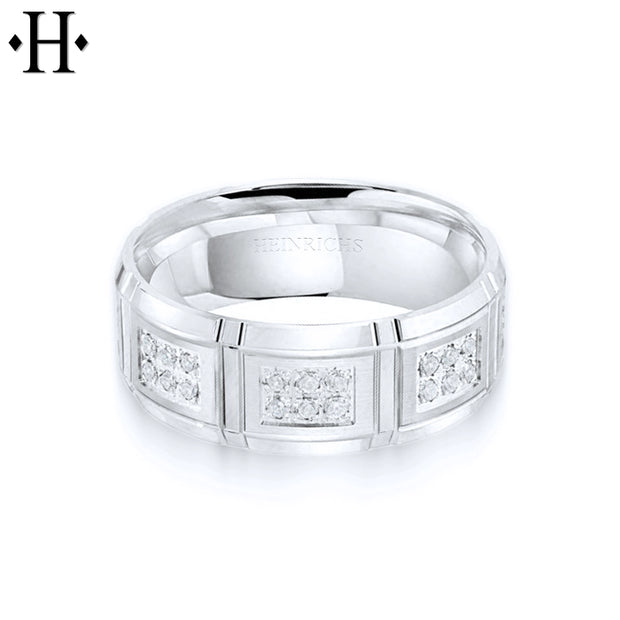 Natural Diamond Eternity Carved Ring 8mm