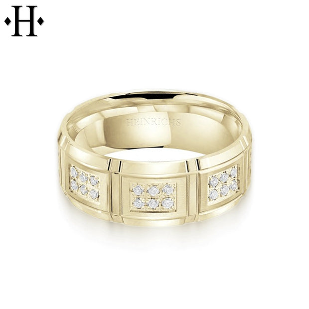 Natural Diamond Eternity Carved Ring 8mm
