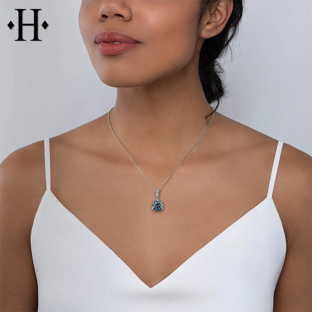 1.00ctw Fancy Blue Lab Grown Diamond Necklace