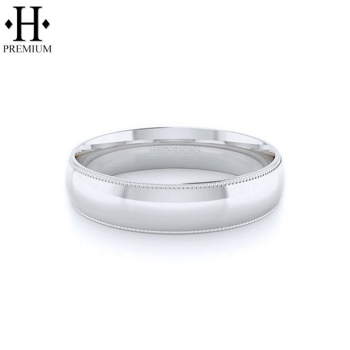 Premium Milgrain Round High Polish Ring 5mm