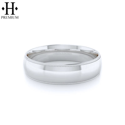 Premium Milgrain Round High Polish Ring 6mm