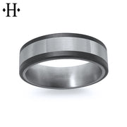 Tantalum & Carbon Fiber Solid Gold Ring 7mm