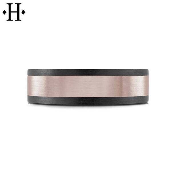 Tantalum & Carbon Fiber Solid Gold Ring 7mm