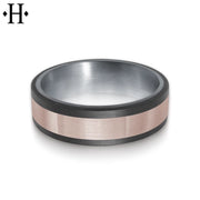 Tantalum & Carbon Fiber Solid Gold Ring 7mm