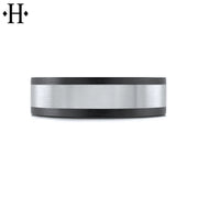 Tantalum & Carbon Fiber Solid Gold Ring 7mm