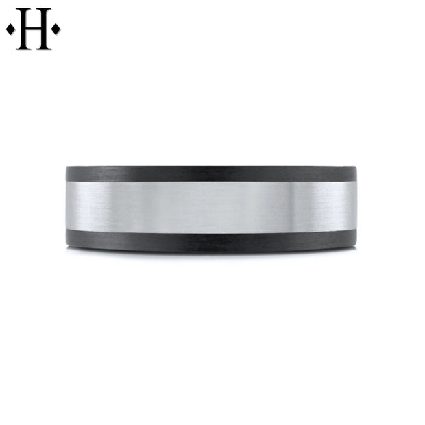 Tantalum & Carbon Fiber Solid Gold Ring 7mm
