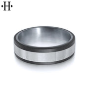 Tantalum & Carbon Fiber Solid Gold Ring 7mm