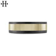 Tantalum & Carbon Fiber Solid Gold Ring 7mm