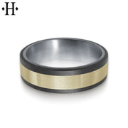 Tantalum & Carbon Fiber Solid Gold Ring 7mm