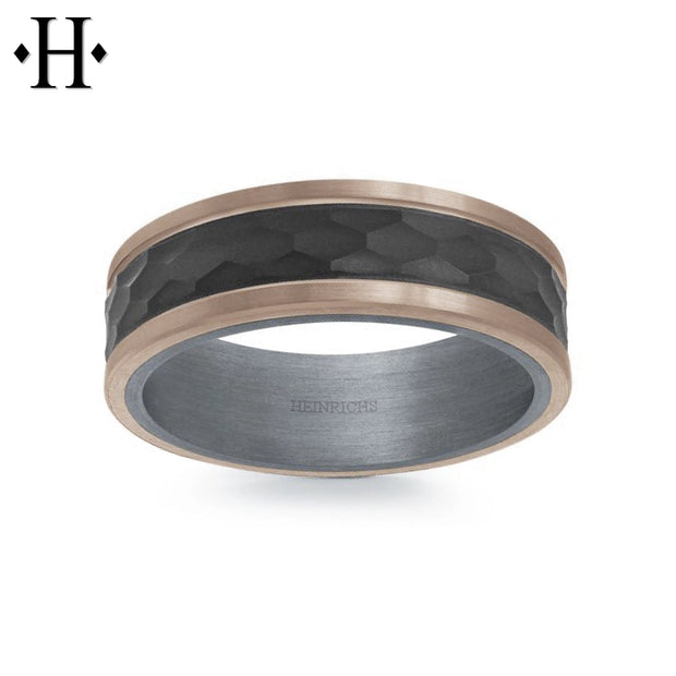 Tantalum & Carbon Fiber Solid Gold Ring 7mm