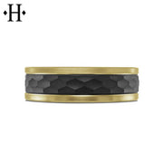 Tantalum & Carbon Fiber Solid Gold Ring 7mm