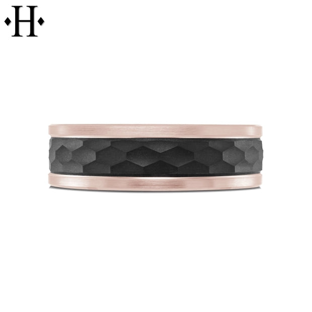 Tantalum & Carbon Fiber Solid Gold Ring 7mm