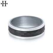 Tantalum & Carbon Fiber Solid Gold Ring 7mm