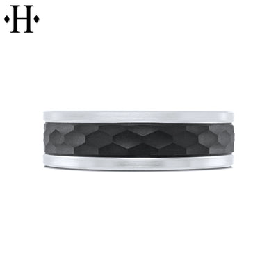 Tantalum & Carbon Fiber Solid Gold Ring 7mm