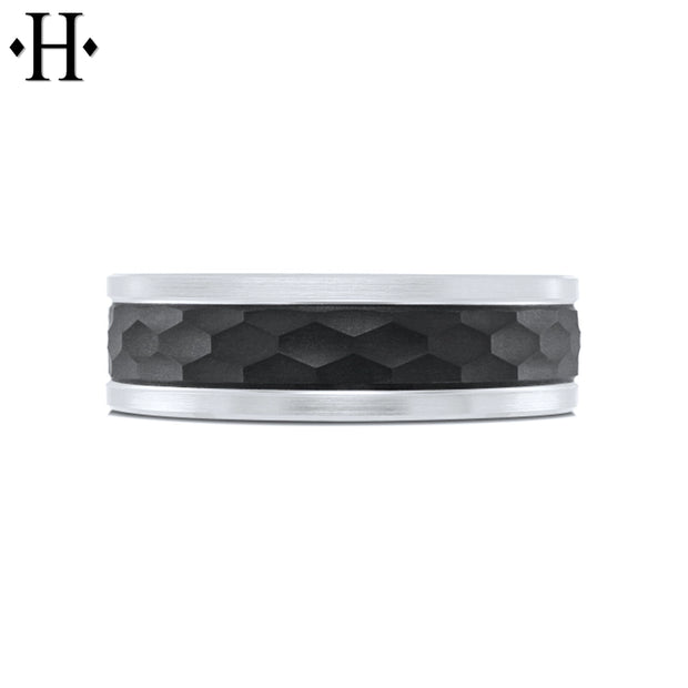 Tantalum & Carbon Fiber Solid Gold Ring 7mm
