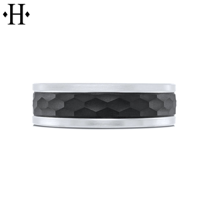 Tantalum & Carbon Fiber Solid Gold Ring 7mm
