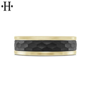 Tantalum & Carbon Fiber Solid Gold Ring 7mm