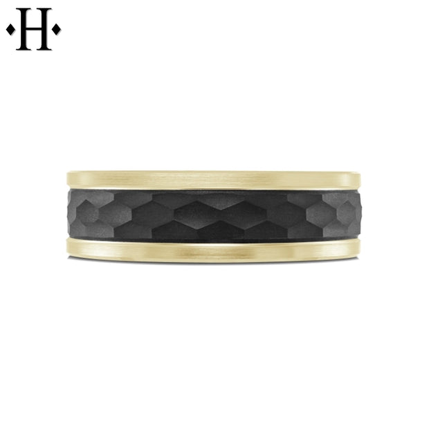 Tantalum & Carbon Fiber Solid Gold Ring 7mm