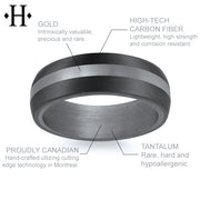 Tantalum & Carbon Fiber Solid Gold Ring 7mm