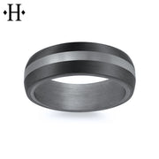 Tantalum & Carbon Fiber Solid Gold Ring 7mm