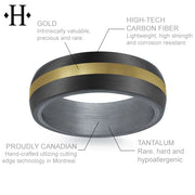 Tantalum & Carbon Fiber Solid Gold Ring 7mm